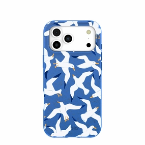 Rugged Edge Texture Electric Blue Seagulls iPhone 17 Pro Max Case