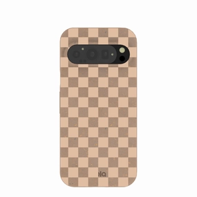 Chocolate Brown Latte Check Google Pixel 9/9 Pro Case Matte Coating