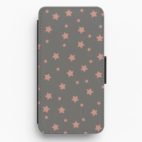 Clear Edge Rose Gold Star Pattern Flip Wallet Phone Case