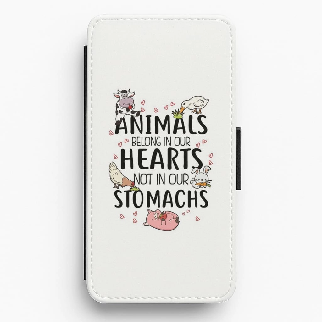 Marble Pattern Animals Belong In Our Hearts - Vegan Flip / Wallet Phone Case