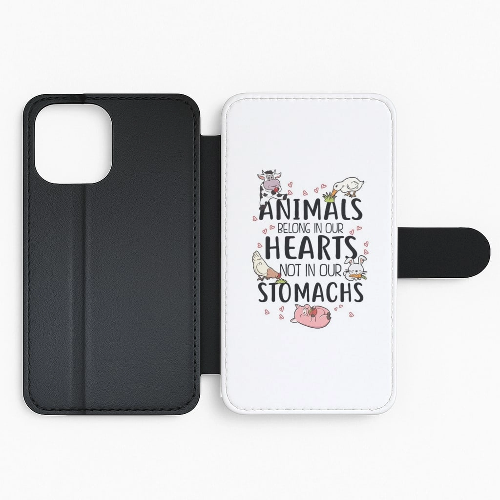 Animals Belong In Our Hearts - Vegan Flip / Wallet Phone Case Compact Frame Artistic Print