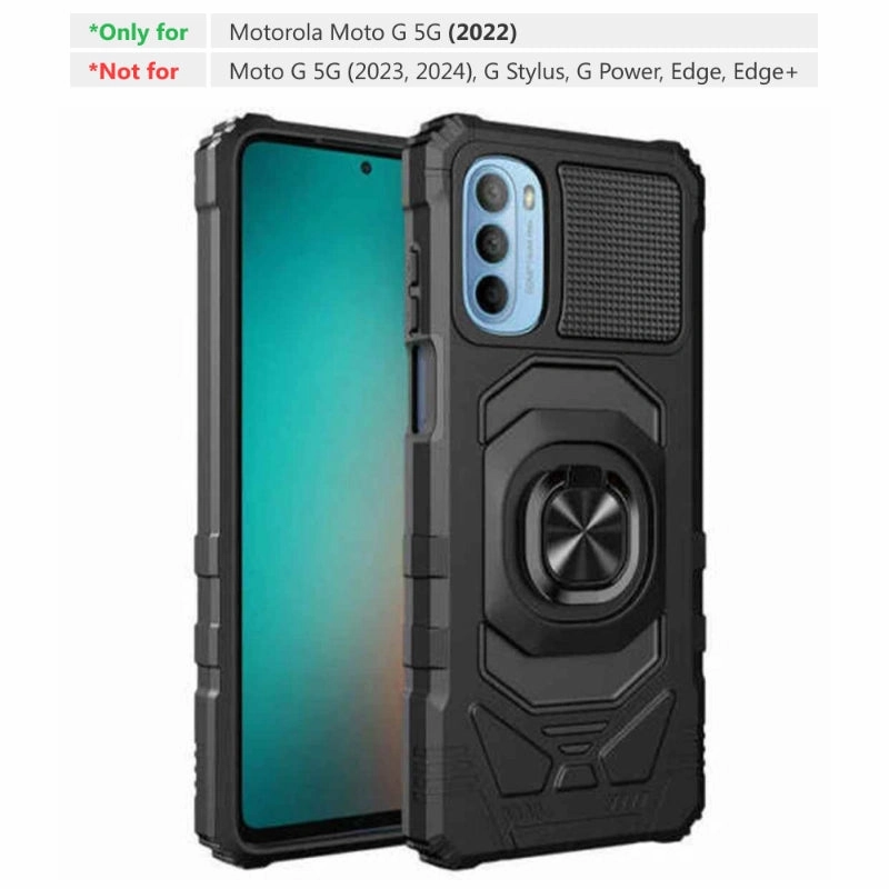 Motorola Moto G 5G (2022) Armor Magnetic Case with Ring & Magnetic Mount Premium Surface