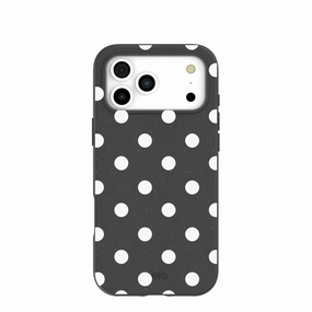 Black Polka Confetti iPhone 17 Pro Max Case Polished Surface Texture