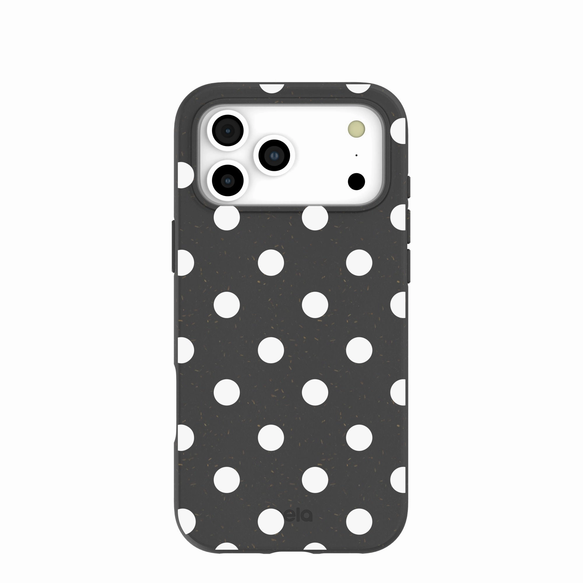Black Polka Confetti iPhone 17 Pro Max Case Polished Surface Texture