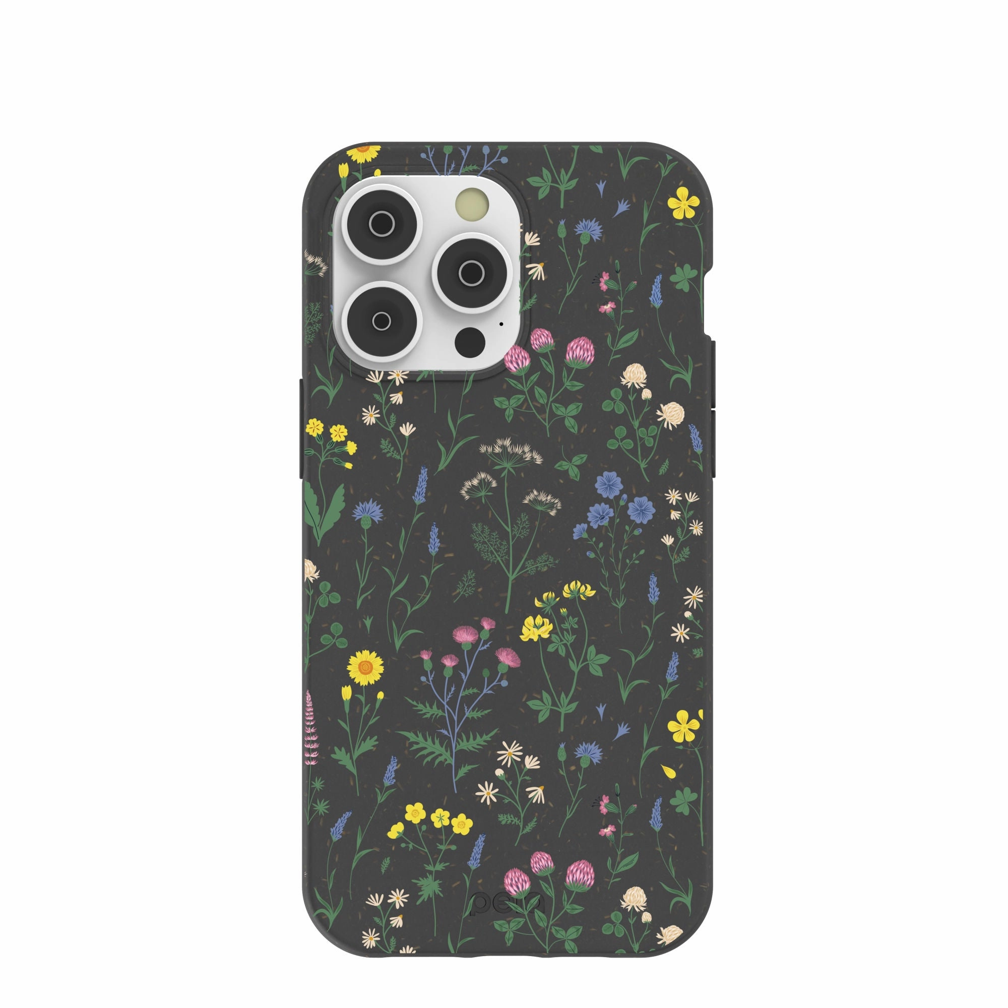 Stylish Grip Texture Smooth Design Black Shadow Blooms iPhone 14 Pro Max Case
