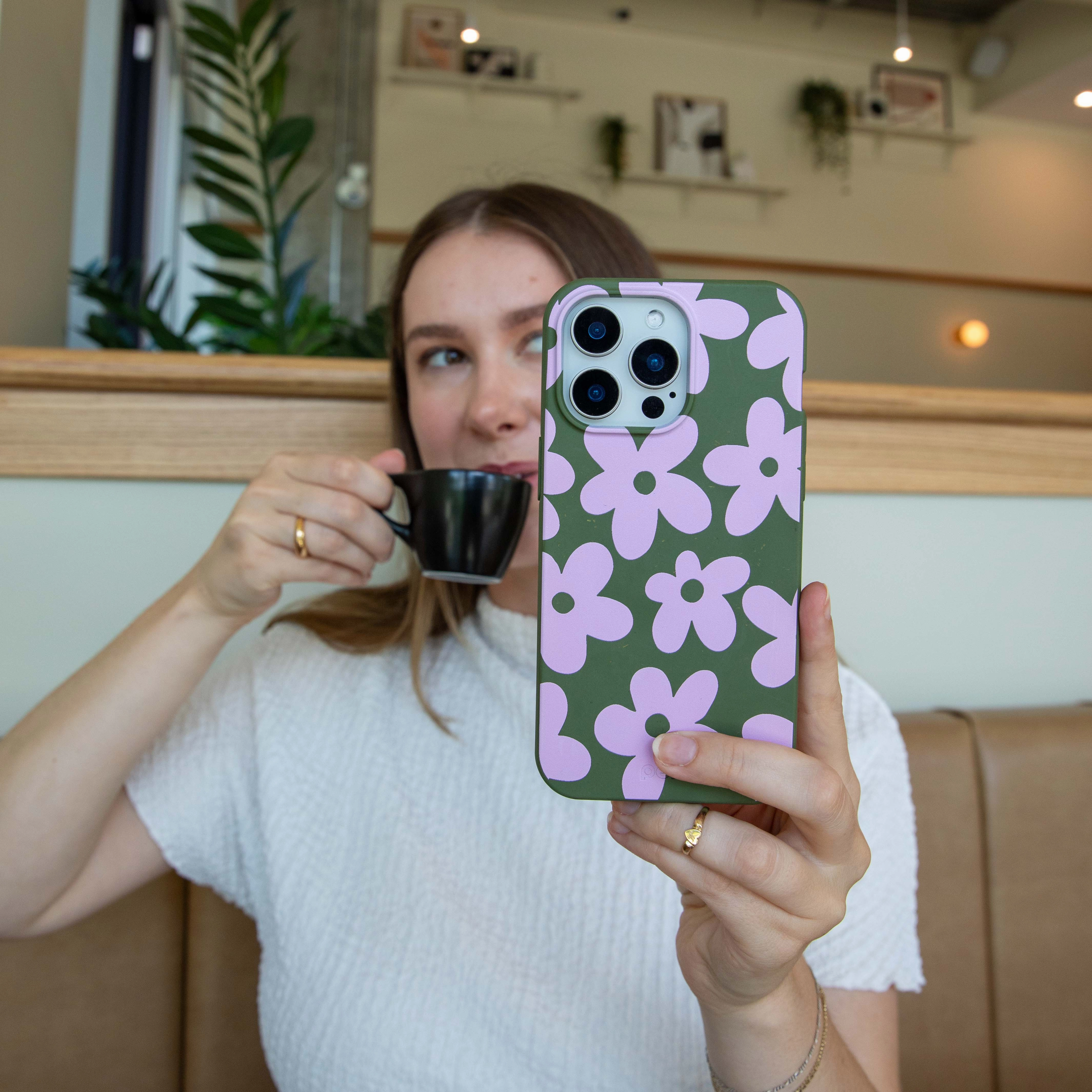 Matte Texture Finish Forest Floor Pink Blooms iPhone 17 Pro Max Case