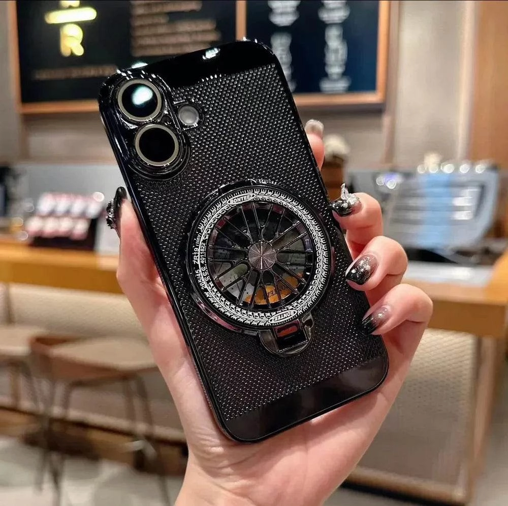 Brilliant Spin Rotating Wheel Stand Case - iPhone Soft Surface Vibrant pattern