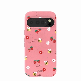 Smooth Surface Bubblegum Pink Bees n Berries Google Pixel 10/10 Pro Case