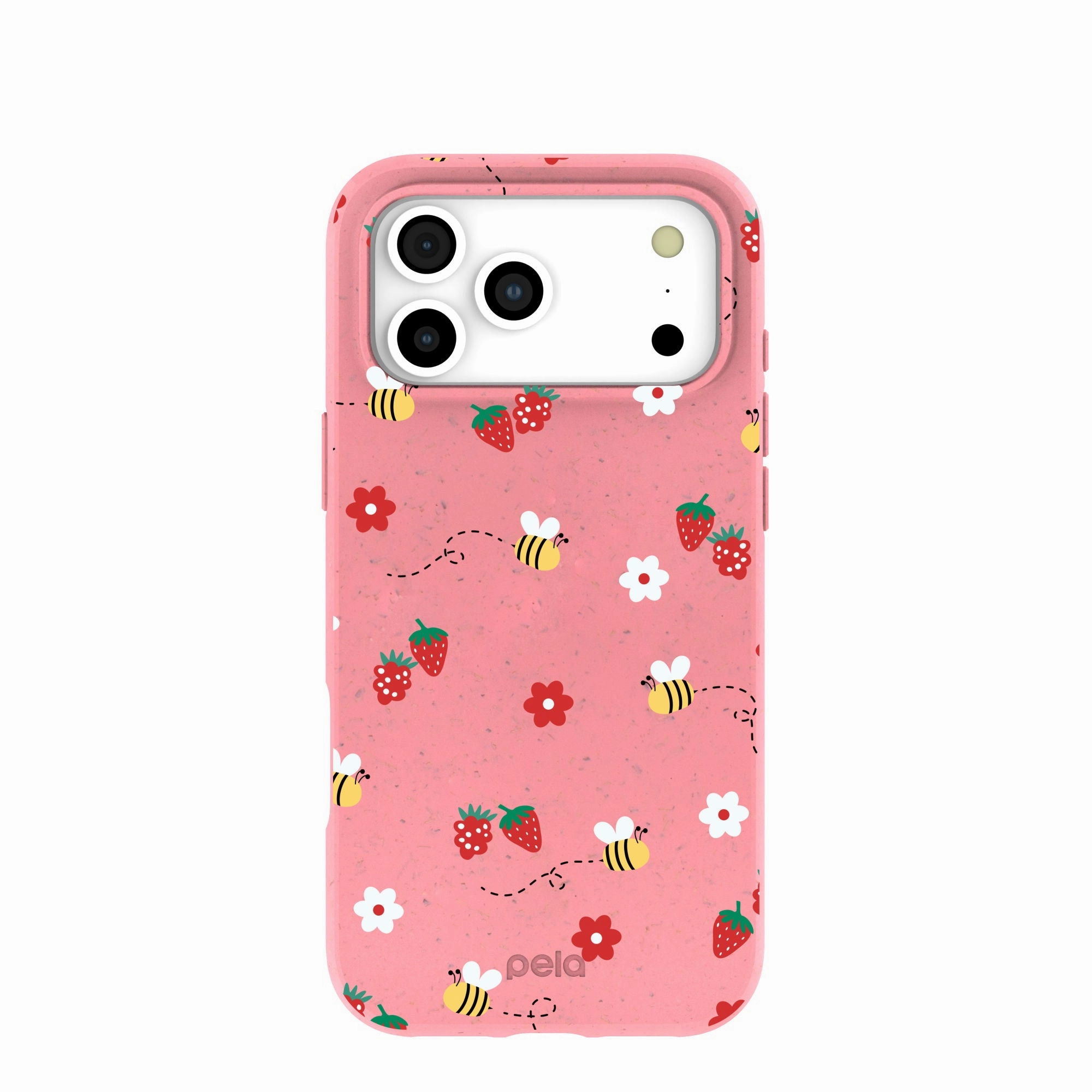 Comfort Padding Unique Texture Bubblegum Pink Bees n Berries iPhone 17 Pro Max Case