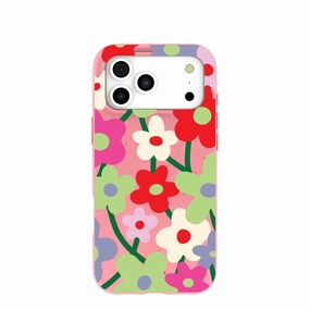 Hybrid Texture Design Bubblegum Pink Poppy Flora iPhone 17 Pro Max Case