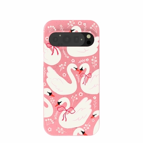 Bubblegum Pink Swan Garden Google Pixel 9/9 Pro Case Flexible structure
