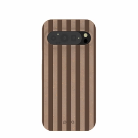 Chocolate Brown Cocoa Stripes Google Pixel 9/9 Pro Case Colorful Accent Grip Control