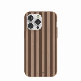 Sleek Profile Soft Edge Texture Chocolate Brown Cocoa Stripes iPhone 14 Pro Max Case