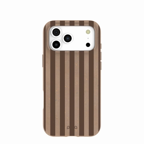 Chocolate Brown Cocoa Stripes iPhone 17 Pro Max Case Soft Build Texture Slim Design