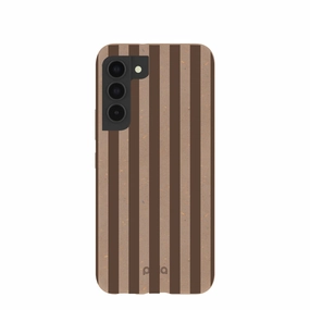 Luxury Surface Layer Chocolate Brown Cocoa Stripes Samsung Galaxy S22 Case