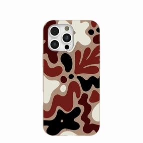 Chocolate Brown Earthy Curves iPhone 16 Pro Max Case Artistic Design Modern Pattern Style