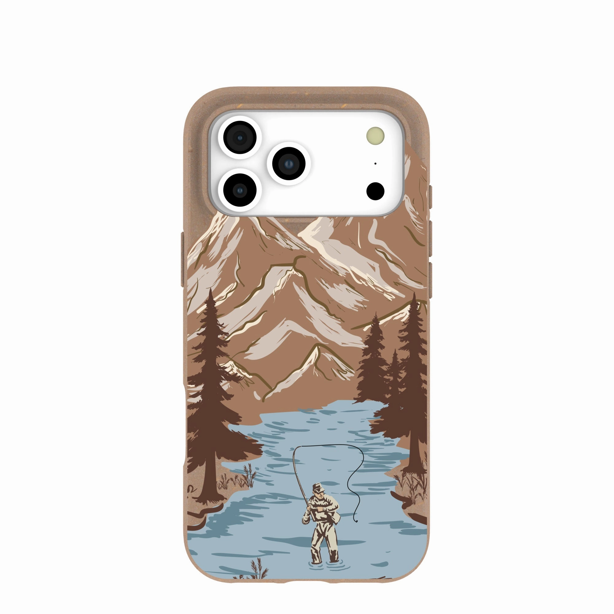 Chocolate Brown Gone Fishing iPhone 17 Pro Max Case Minimal Detail