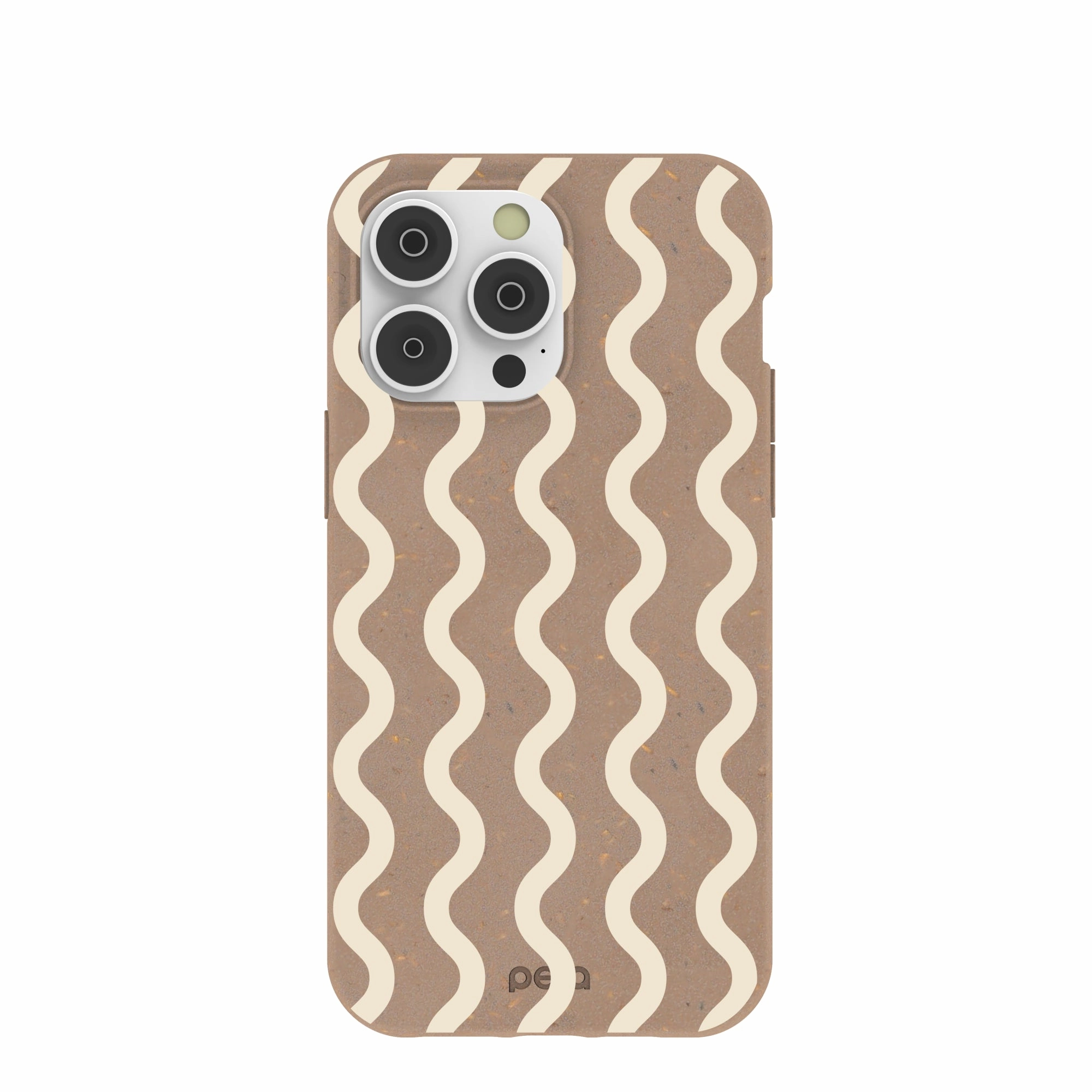 Chocolate Brown Latte Waves iPhone 14 Pro Max Case Trendy Design Anti Shock