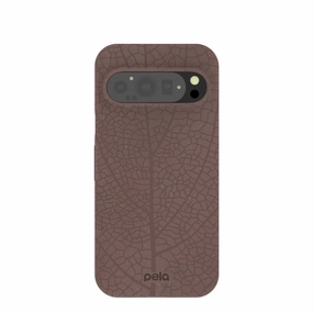 Chocolate Brown Leaf Veins Google Pixel 9/9 Pro Case Protective cover Elegant Design Layer