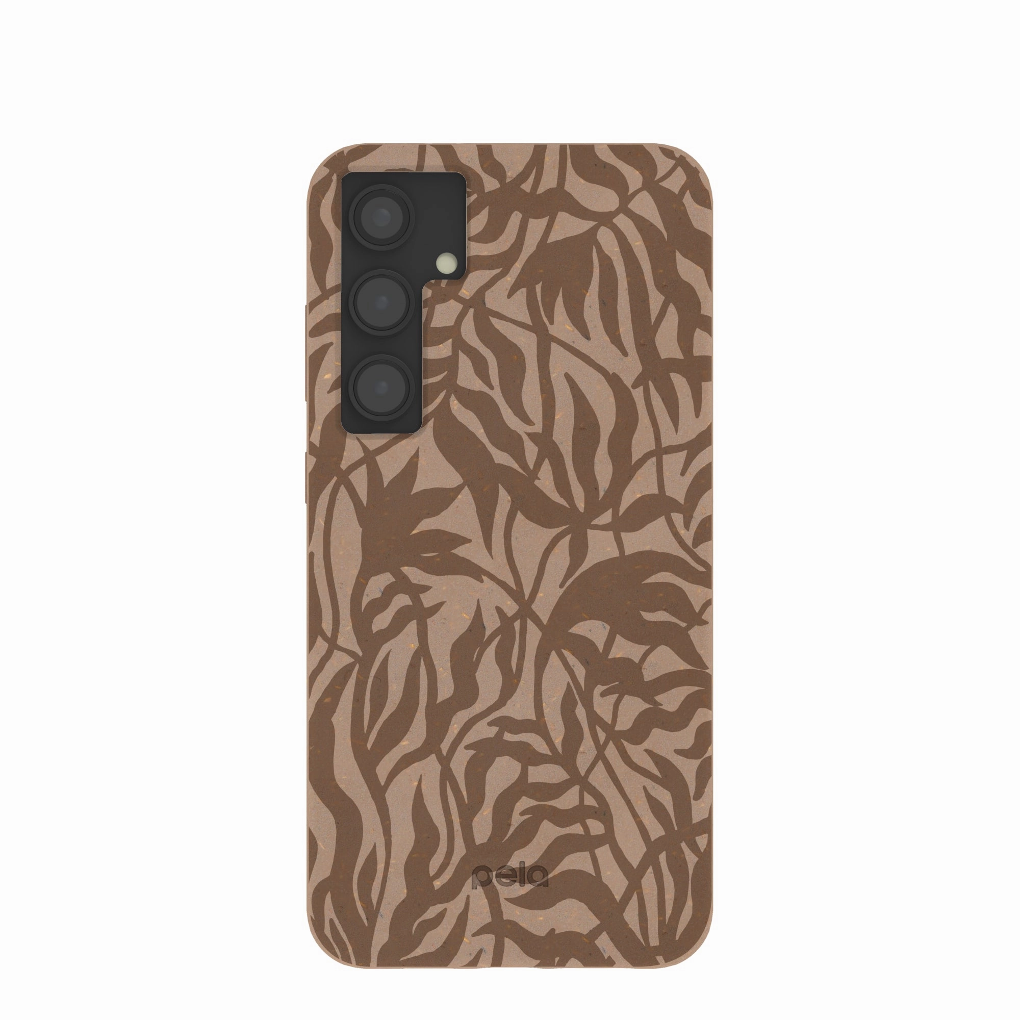 Chocolate Brown Rustic Leaves Samsung Galaxy S24 (Plus) Case Gloss Finish Texture Stylish grip