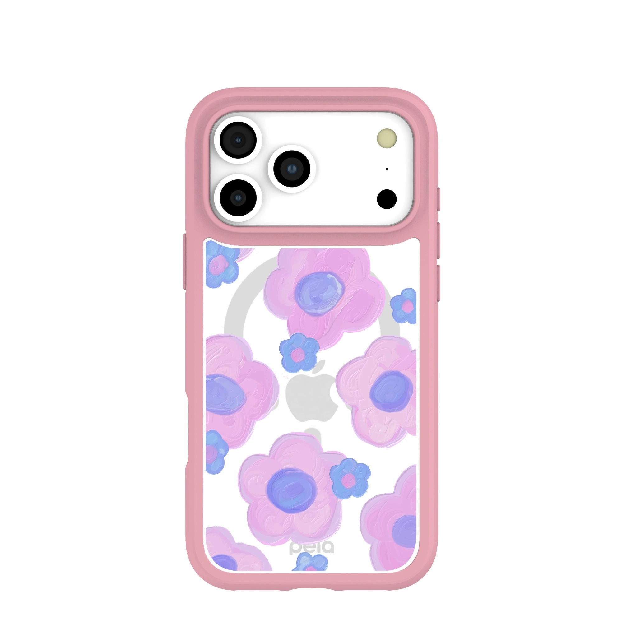 Clear Blush Bloom iPhone 17 Pro Max Case With Petal Pink Ridge (MagSafe included) Rugged Detail Layer Artistic Design