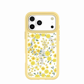 Clear Golden Bloom iPhone 17 Pro Max Case With Sunbeam Ridge (MagSafe included) Daily Grip Shock absorption