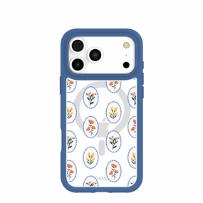 Modern Style Everyday Use Clear Rosette Frame iPhone 17 Pro Max Case With True Blue Ridge (MagSafe included)
