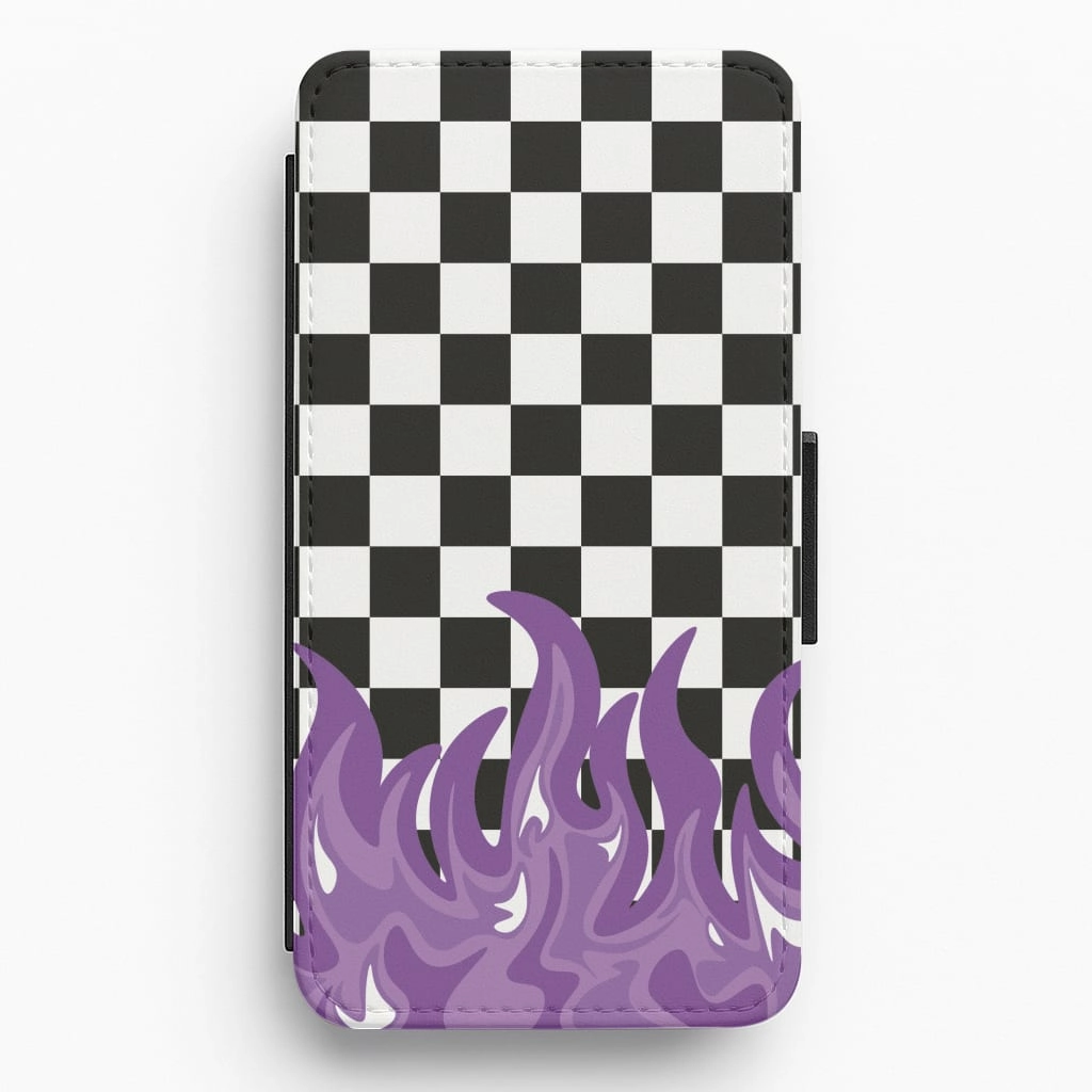 Purple Flame - Skate Aesthetic  Flip / Wallet Phone Case Pocket Ready Premium Finish