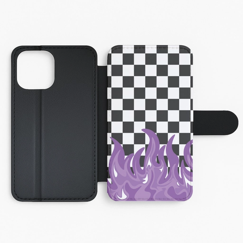 Purple Flame - Skate Aesthetic  Flip / Wallet Phone Case Non Slip Surface Vibrant pattern