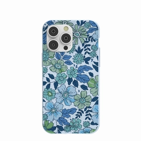 Powder Blue Liberty Florals iPhone 14 Pro Max Case Shock Resistant