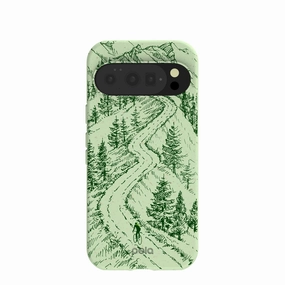 Sage Green Into the Mountains Google Pixel 10/10 Pro Case Hybrid Texture Layer