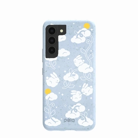 Powder Blue Fluffy Flower Samsung Galaxy S22 Case Hybrid Detail Soft Shape