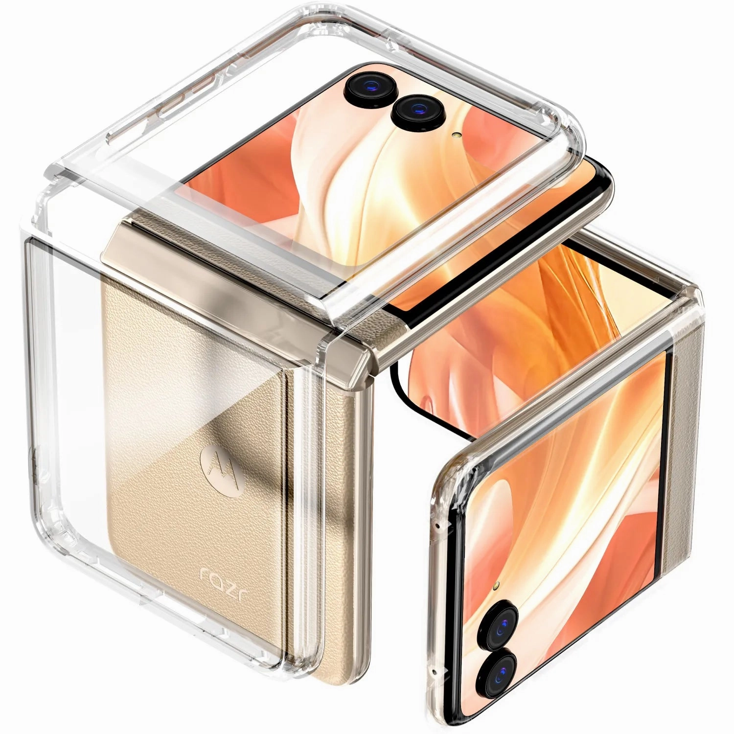 Motorola Razr (2024) / Razr 50 Hybrid Shockproof Clear Slim Acrylic Case Cover Flexible Hinge Rib Smooth Detail Textured Finish