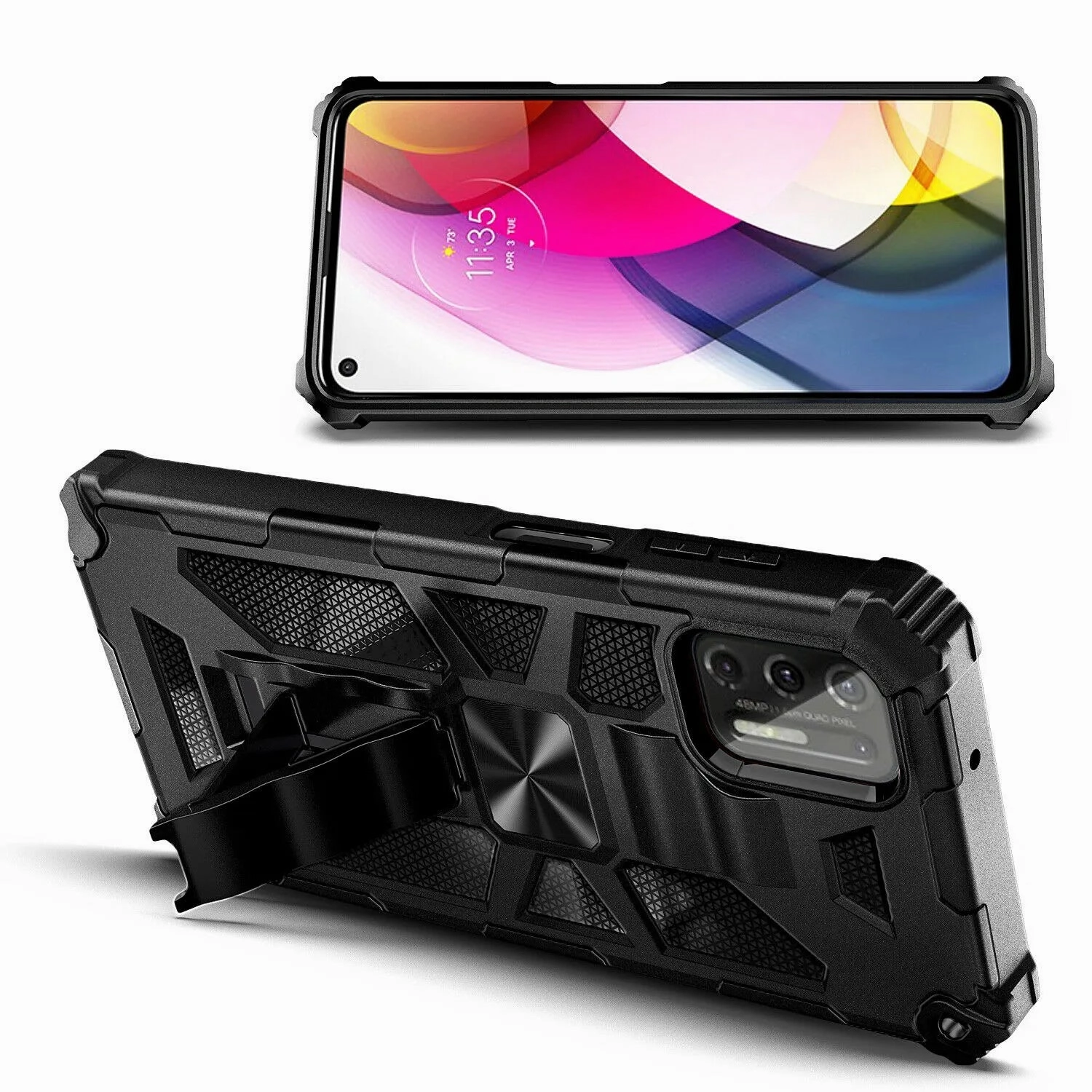 Tough Frame Desk Companion Motorola Moto G Stylus (2021) Armor Case Kickstand Magnetic Mount