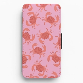 Premium Grip Comfort Design Crab Pattern - Sealife Flip / Wallet Phone Case