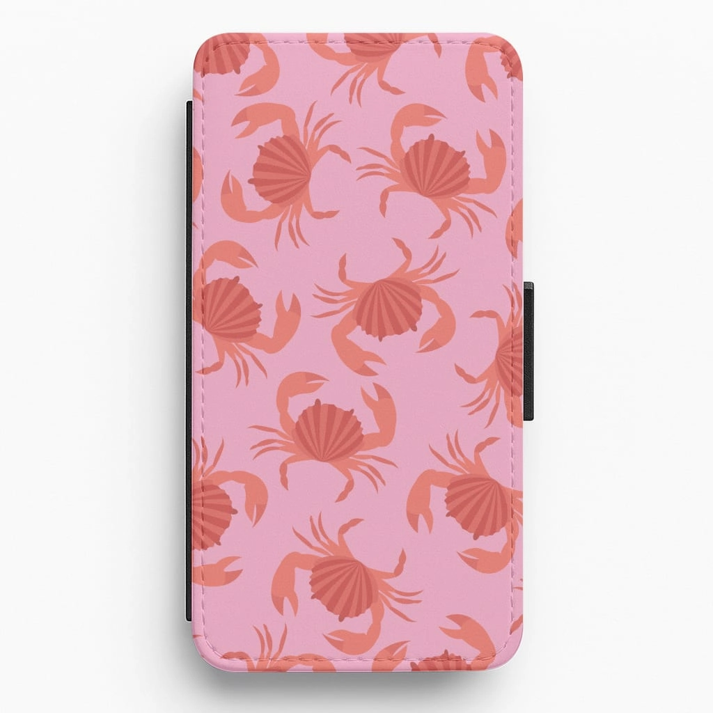 Premium Grip Comfort Design Crab Pattern - Sealife Flip / Wallet Phone Case