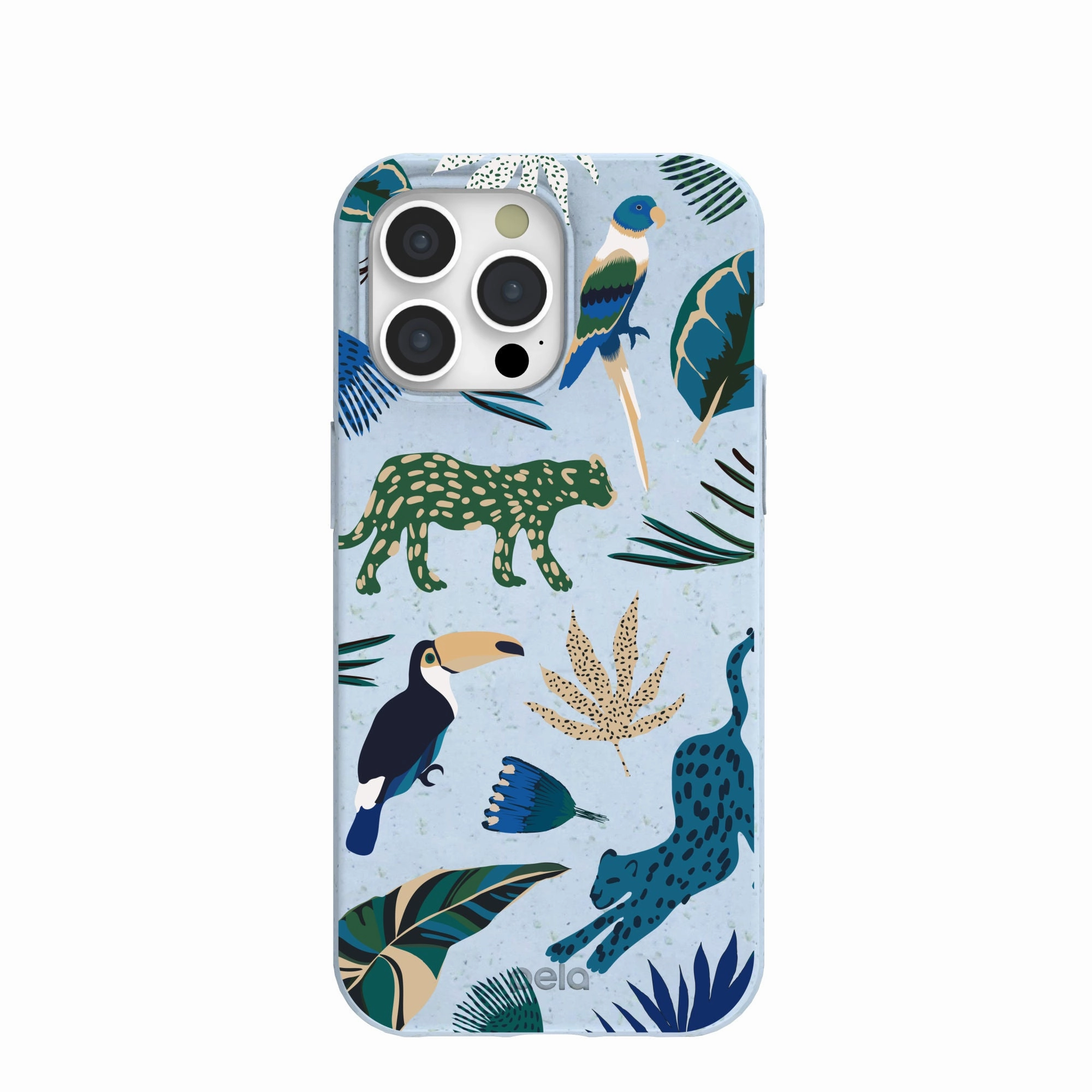 Powder Blue Tropical Rainforest iPhone 15 Pro Max Case Elegant Finish Shock Absorber