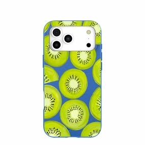 Anti scratch Polished Finish Texture Electric Blue Kiwi Slices iPhone 17 Pro Max Case