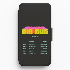 Pocket Friendly Dig Dug High Score - Stranger Things Flip / Wallet Phone Case