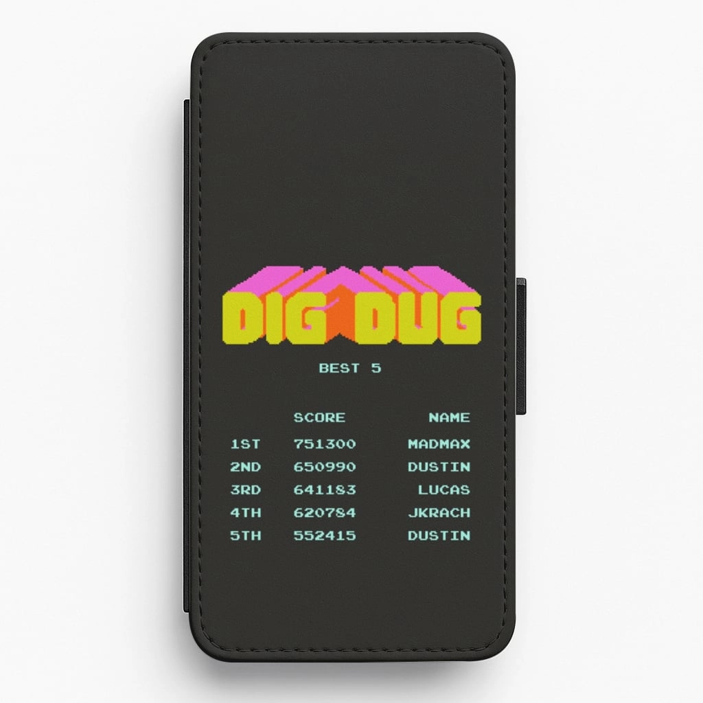 Pocket Friendly Dig Dug High Score - Stranger Things Flip / Wallet Phone Case