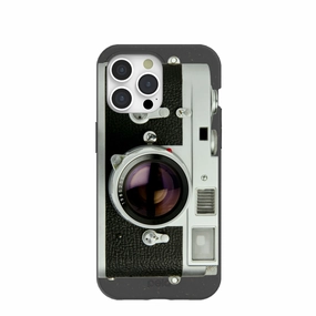 Black Vintage Camera iPhone 15 Pro Max Case Drop Defense Hybrid Pattern Design