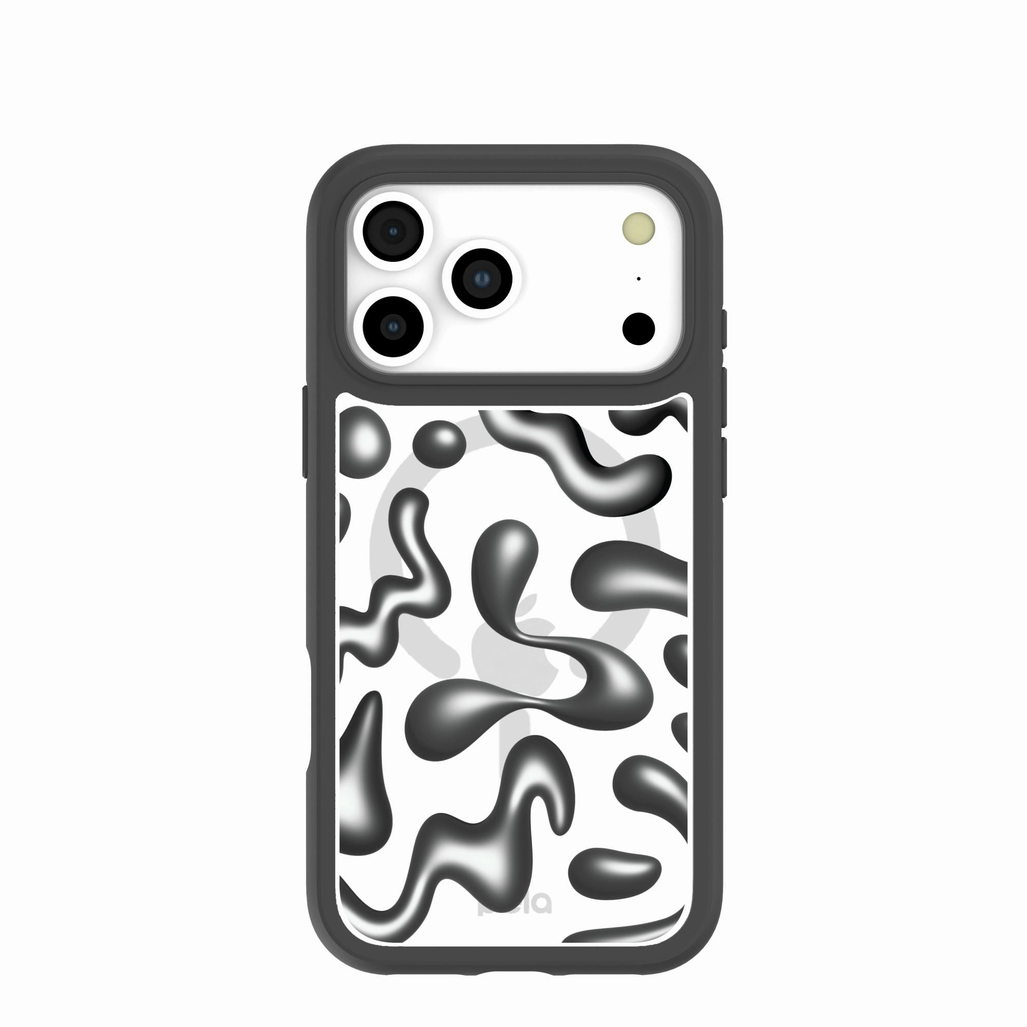 Grip Enhanced Protective Design Clear Chrome Doodles iPhone 17 Pro Max Case With Noir Ridge (MagSafe included)