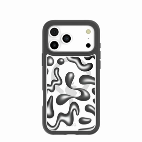 Grip Enhanced Protective Design Clear Chrome Doodles iPhone 17 Pro Max Case With Noir Ridge (MagSafe included)