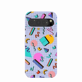 Durable Texture Lavender Retro Grid Google Pixel 9/9 Pro Case
