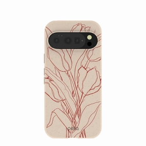 Seashell Tulip Bouquet Google Pixel 10/10 Pro Case Gradient Finish