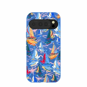 Electric Blue Dockside Dreams Google Pixel 10/10 Pro Case Camera Protection Refined Texture