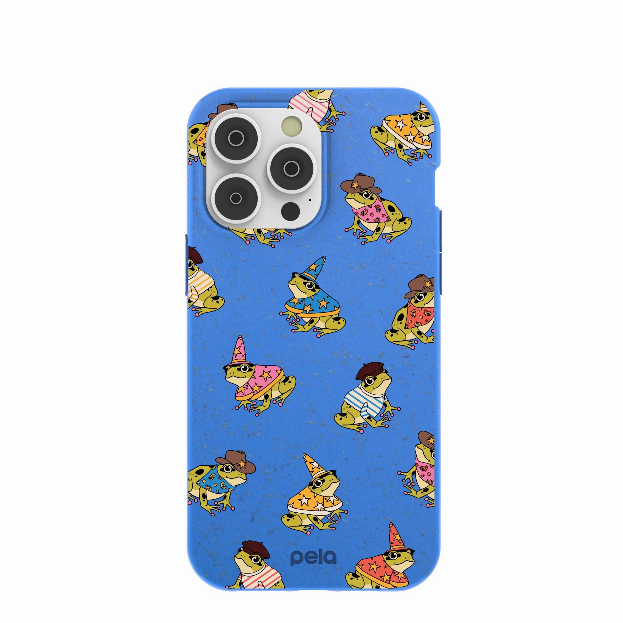 Refined Edge Soft Touch Electric Blue Fancy Frogs iPhone 14 Pro Max Case