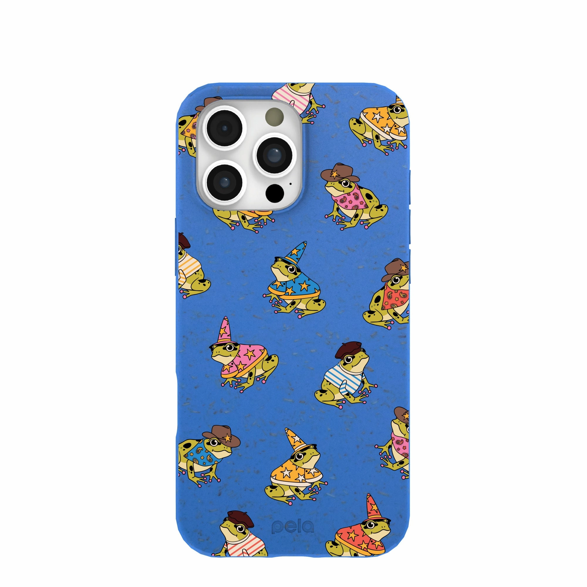 Soft Layered Design Smooth Touch Electric Blue Fancy Frogs iPhone 16 Pro Max Case