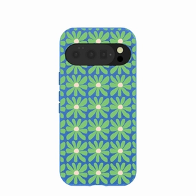 Electric Blue Flower Child Google Pixel 10/10 Pro Case Enhanced Durability Protective Form Texture