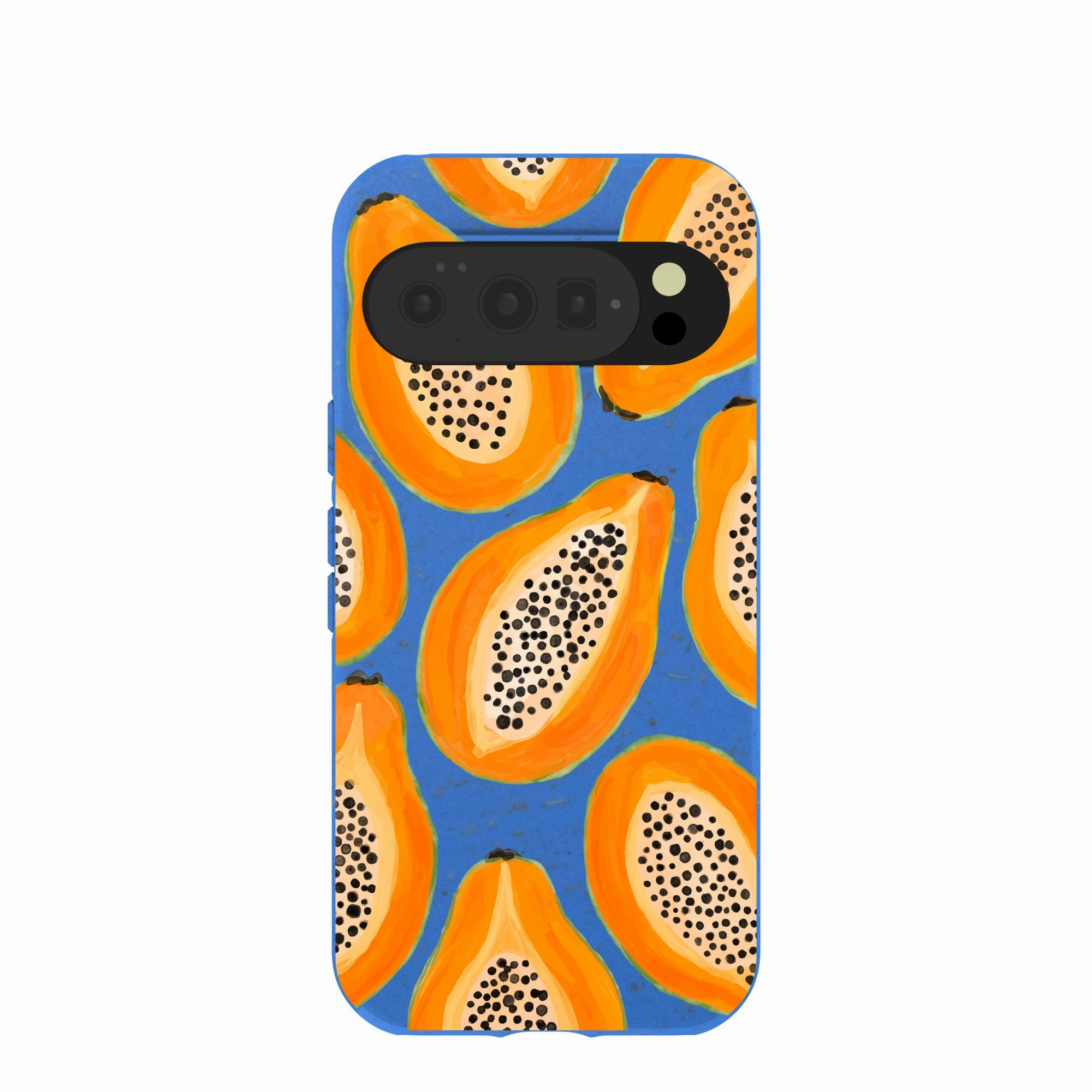 Electric Blue Juicy Papayas Google Pixel 10/10 Pro Case Smooth Craft Minimal Pattern Texture